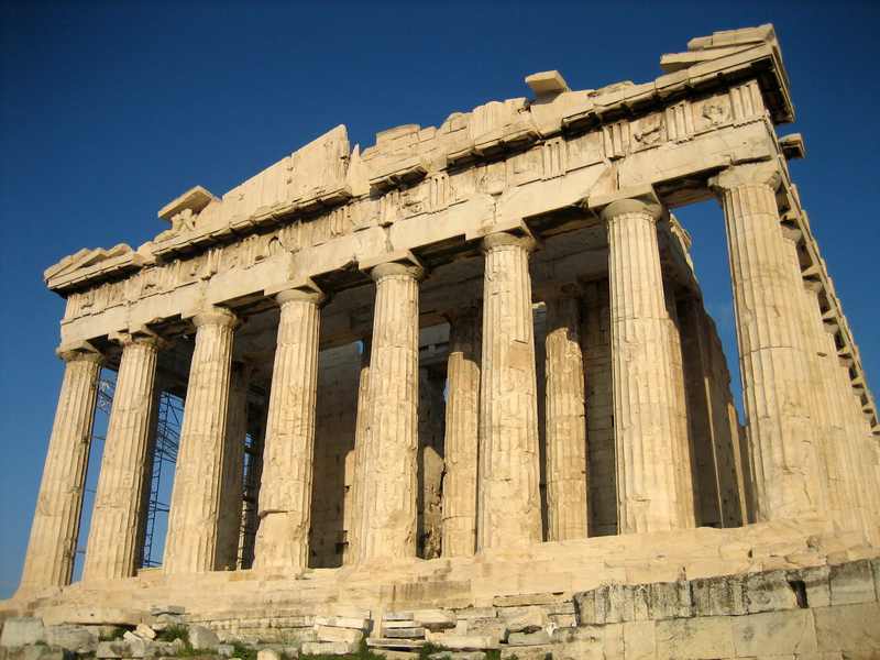 The Parthenon from the west above Athens, backdrop to Rubio's Pnyx hill speech