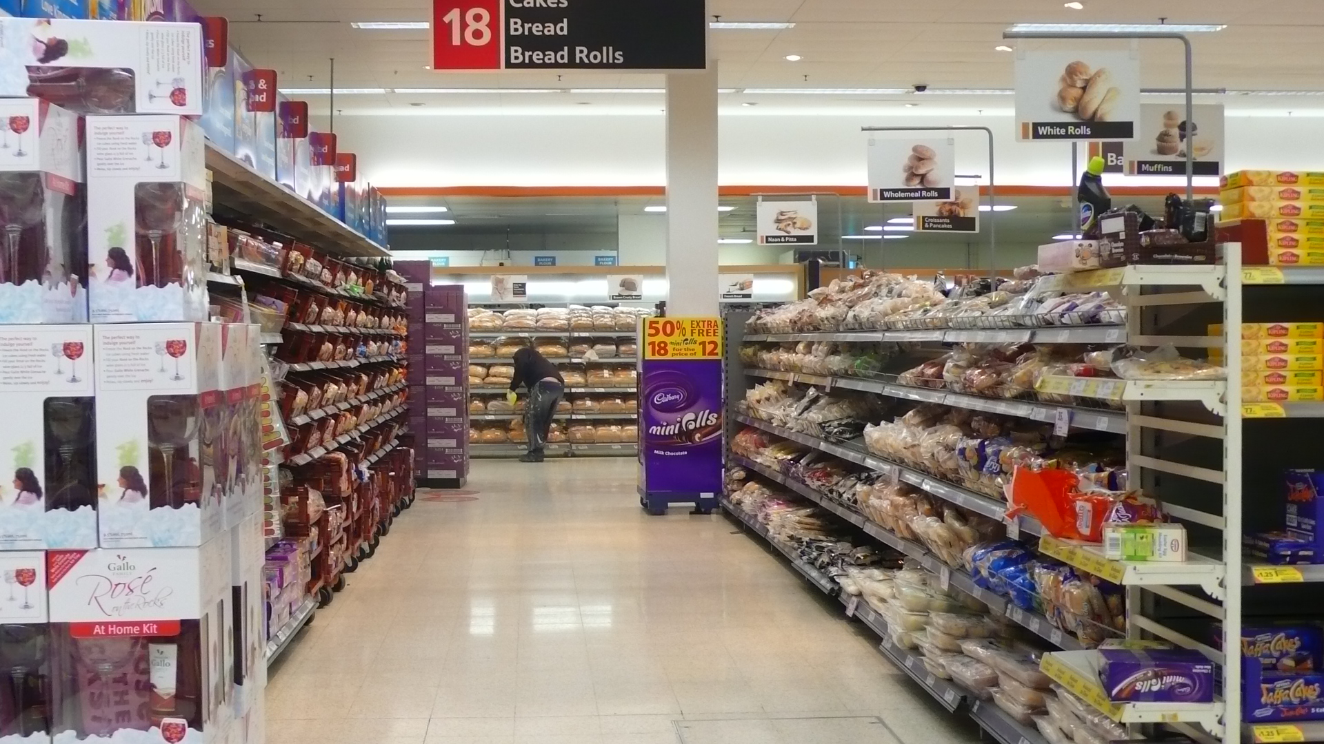 A supermarket aisle in London, as the UK government asks households to build up three days of emergency supplies gradually during normal shopping