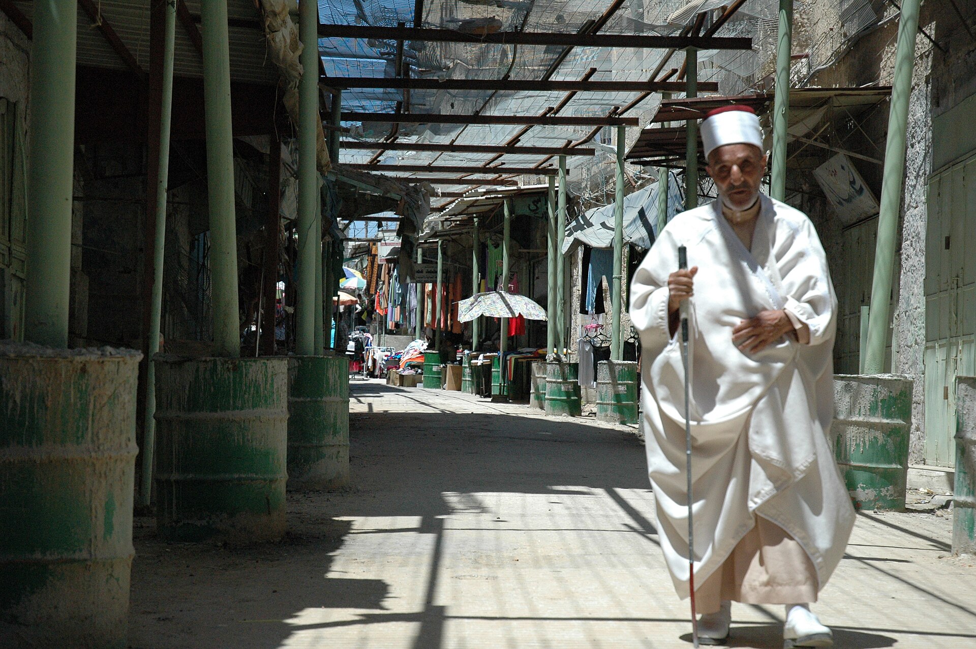 Hebron Old City market street — the commercial heart of Hebron, emptied under past closures and facing another under Friday's lockdown order