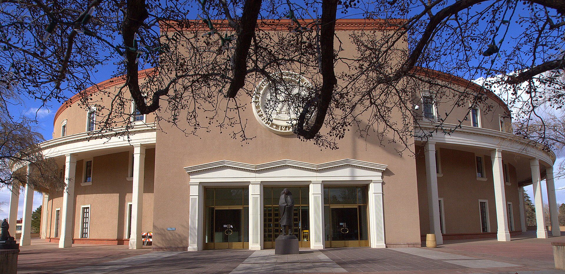 The New Mexico State Capitol, the Roundhouse, in Santa Fe, where the state truth commission is investigating the Epstein Zorro Ranch allegations