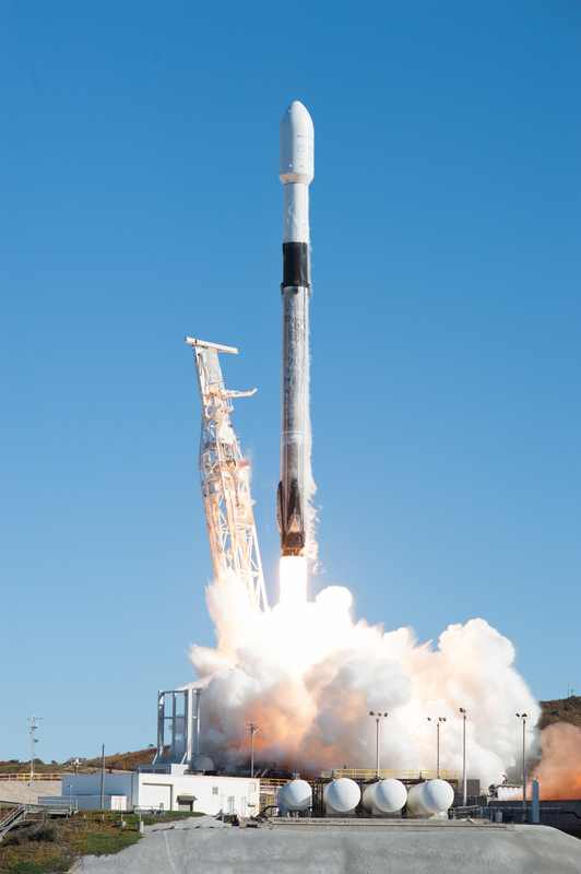 Falcon 9 launching from Vandenberg, where Google AI chips in space began their orbital test