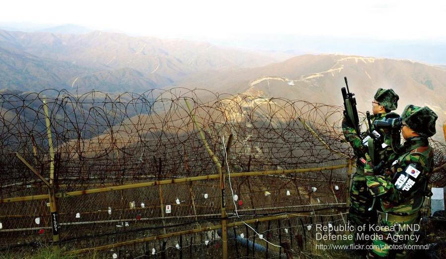 Republic of Korea Army soldiers on guard at an observation post near the Korean Demilitarized Zone, site of the September 2026 DMZ landmine explosion investigation
