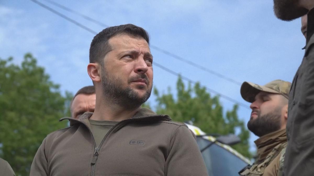 President Volodymyr Zelenskyy at a Donetsk frontline position for his Defenders Day address