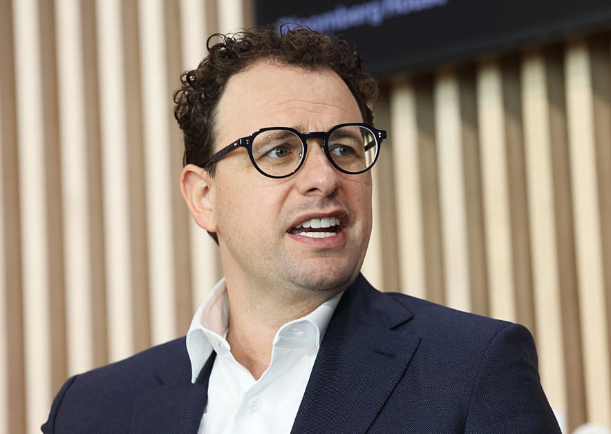 Anthropic chief executive Dario Amodei speaking on stage