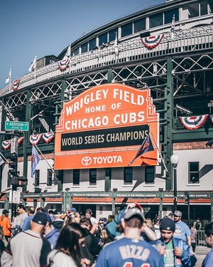 Fans outside Wrigley Field in Chicago