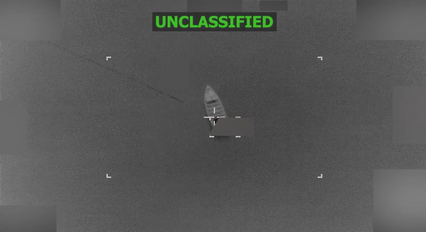 US boat strike Pacific — SOUTHCOM image of go-fast vessel moments before the Oct. 27 strike in the Eastern Pacific