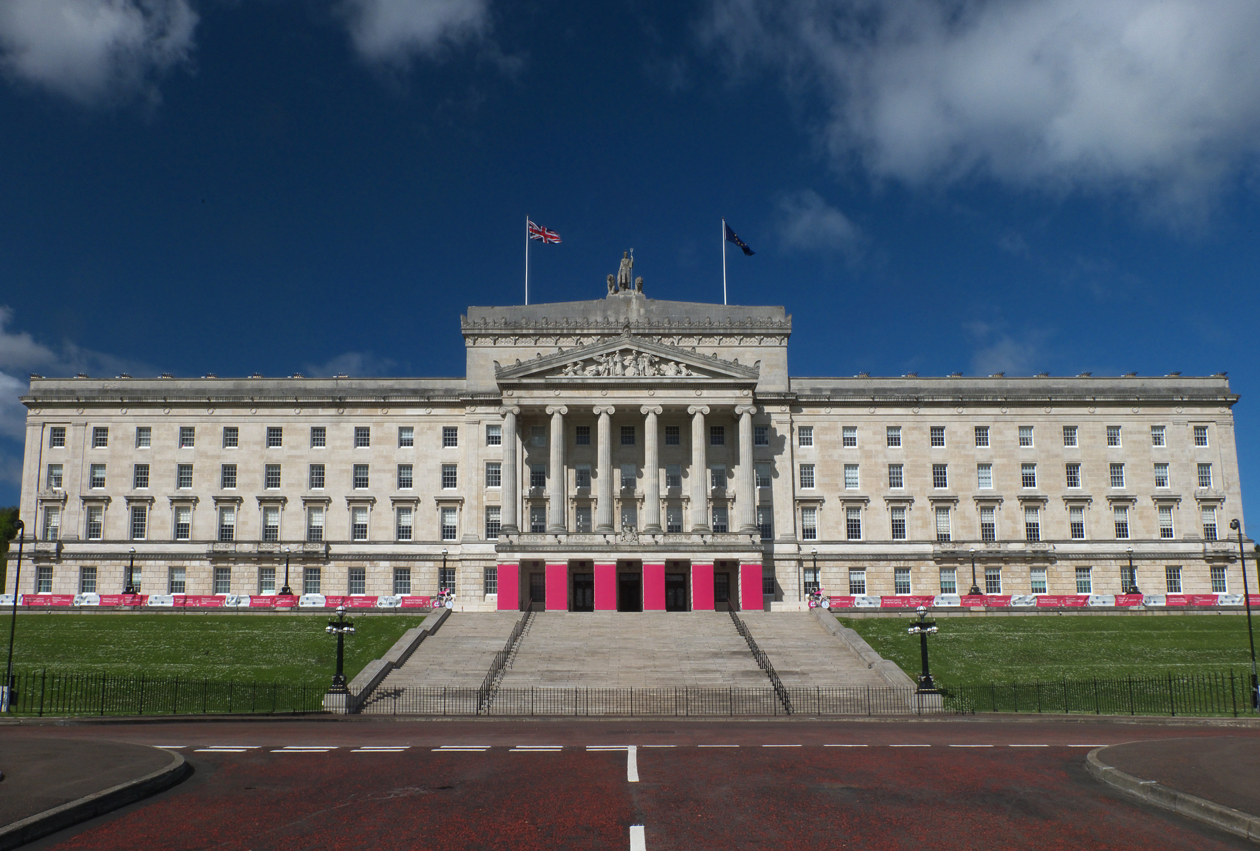 Parliament Buildings at Stormont in Belfast, seat of the Northern Ireland Assembly, whose constitutional future an Irish unity referendum would decide