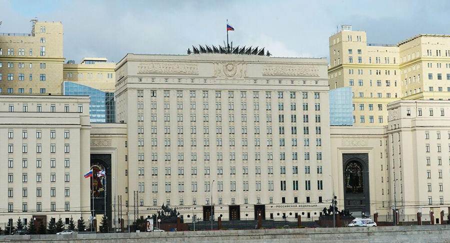 Russian Defence Ministry building in Moscow after its statement that Russia will intensify strikes on Ukraine