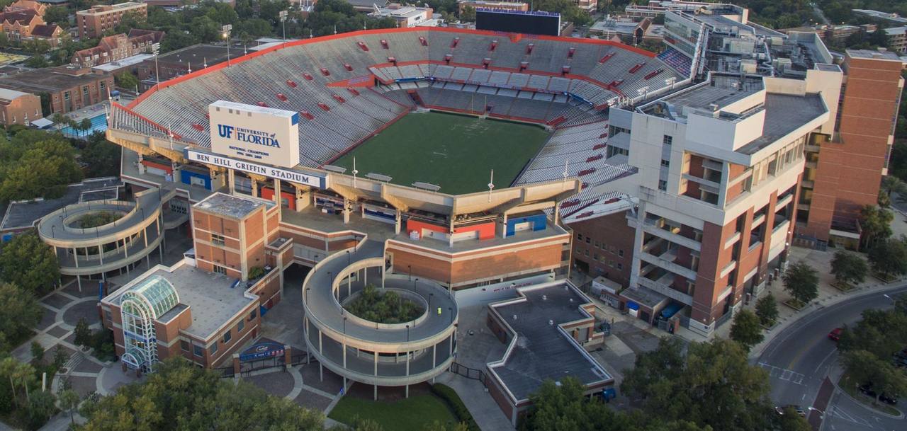 Ben Hill Griffin Stadium, home of the Florida Gators, where Florida beat Ole Miss 52-28 on September 26, 2026.