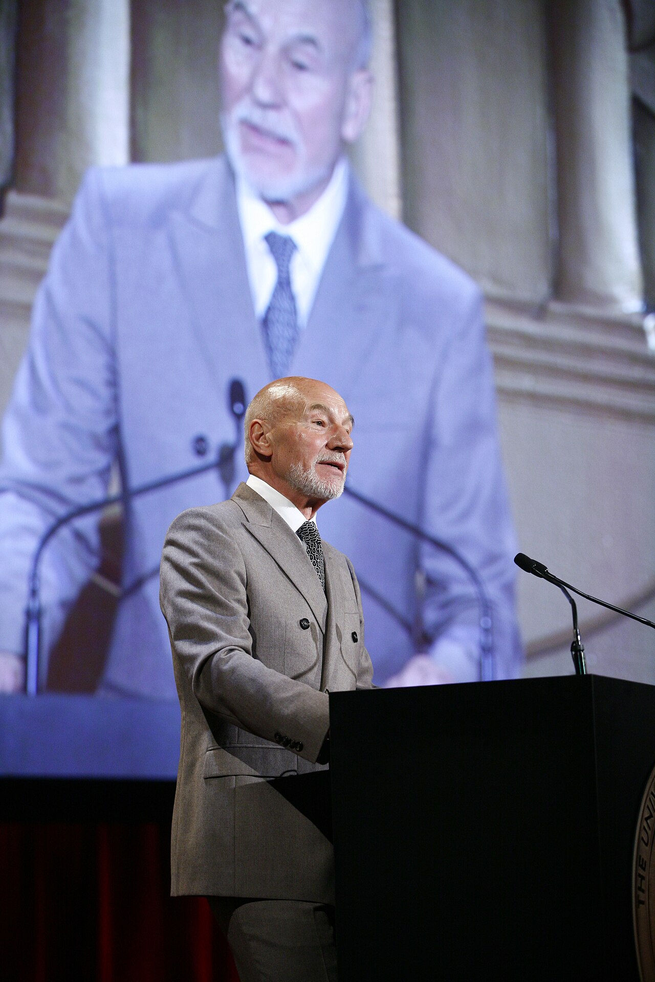 Patrick Stewart at the Peabody Awards in May 2012, honoured during a career spanning Shakespeare, Star Trek and X-Men