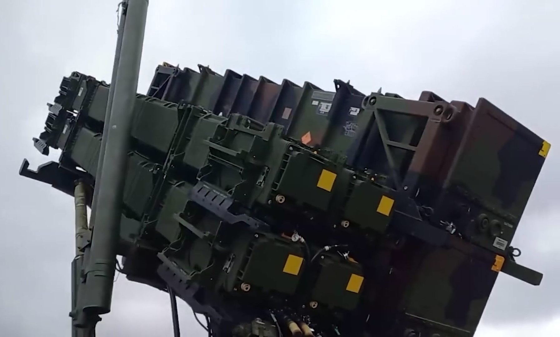 Close view of the canisters on a Patriot launcher in Ukrainian service