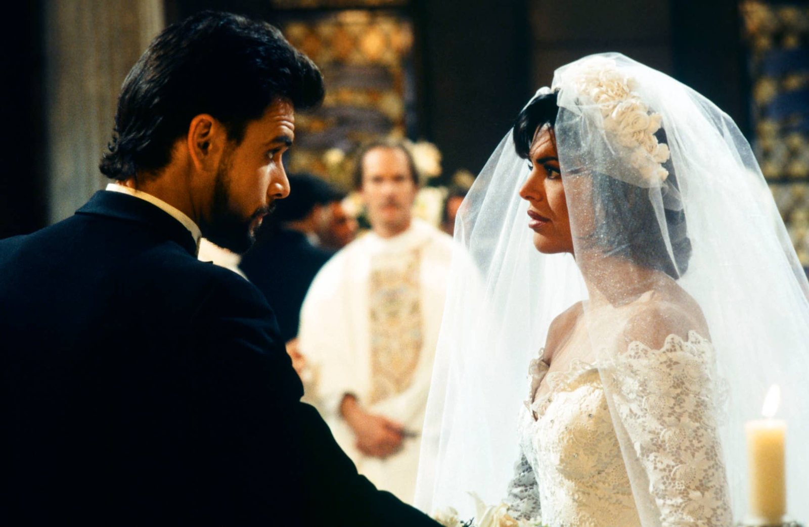 Robert Kelker-Kelly as Bo Brady with Lisa Rinna as Billie Reed in their wedding scene on Days of Our Lives &mdash; Robert Kelker-Kelly dead at 62