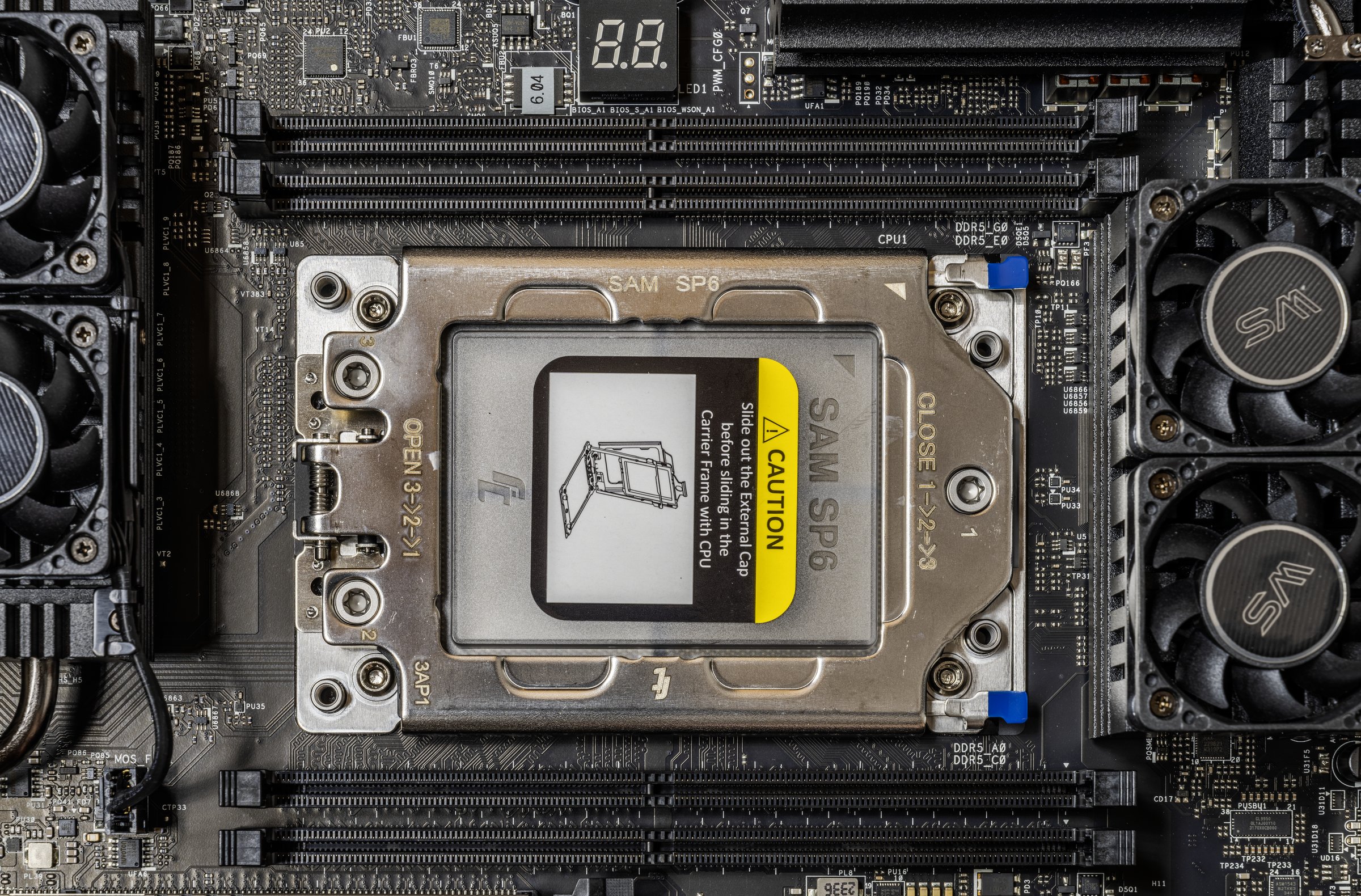 Detail of a motherboard processor socket