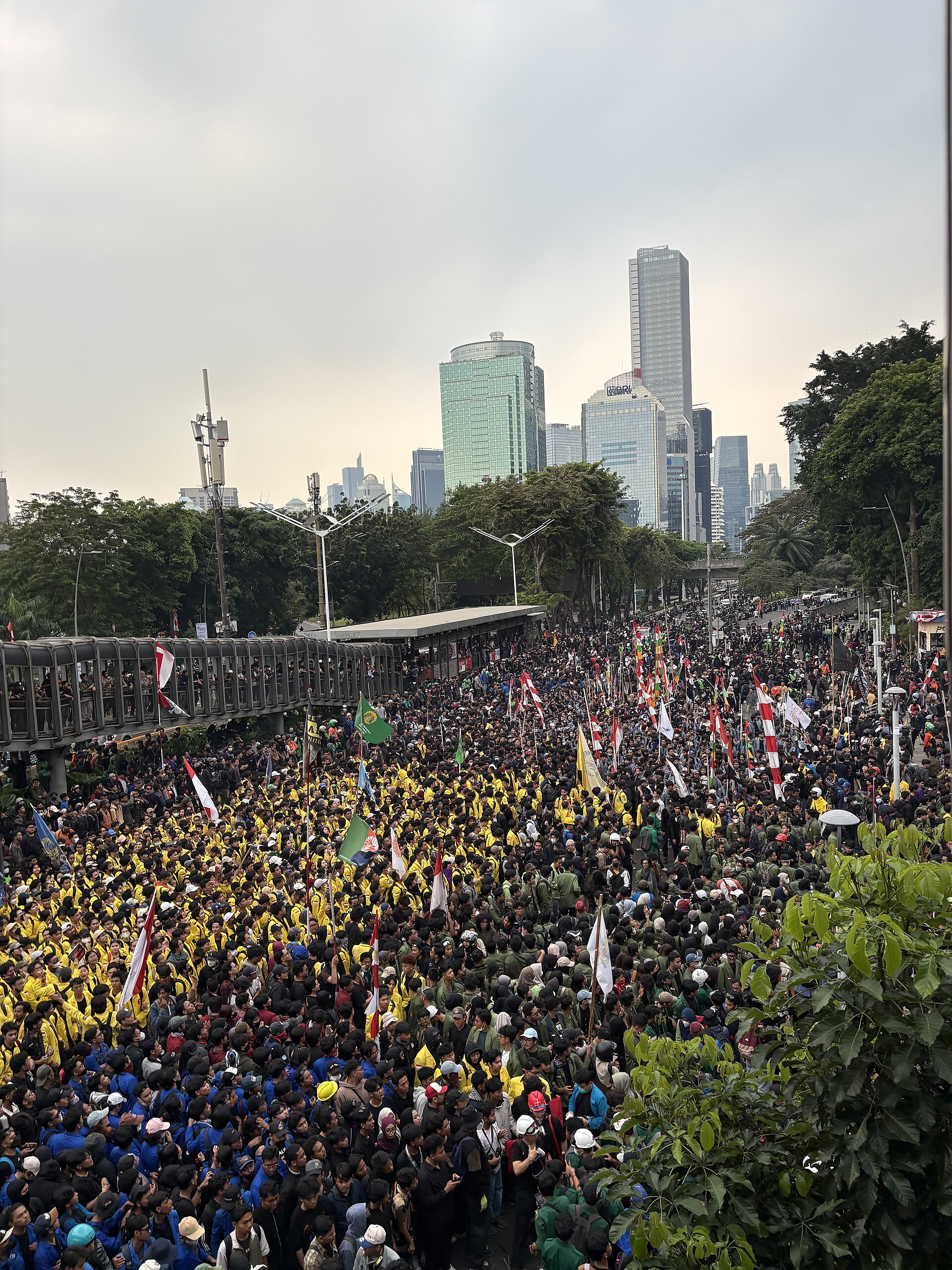 Students fill a Jakarta avenue during the 2025 Indonesian protests — Indonesia Prabowo protests file photo