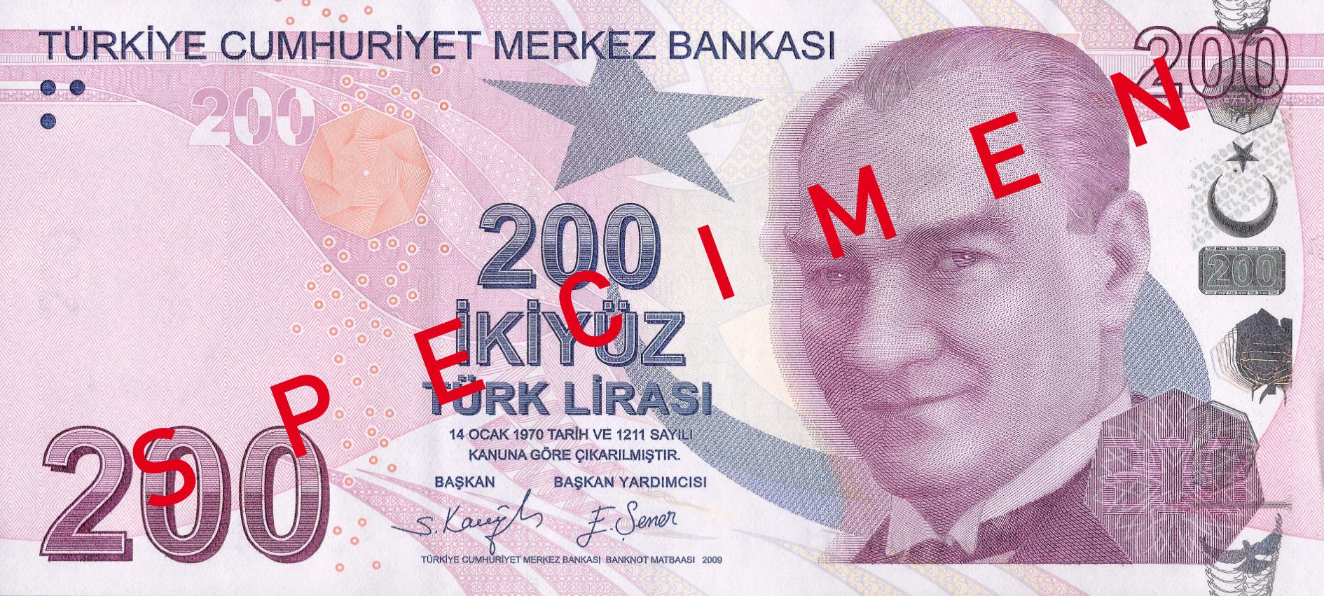 Turkey market manipulation investors — specimen image of a 200 Turkish lira banknote issued by the Central Bank of the Republic of Turkey