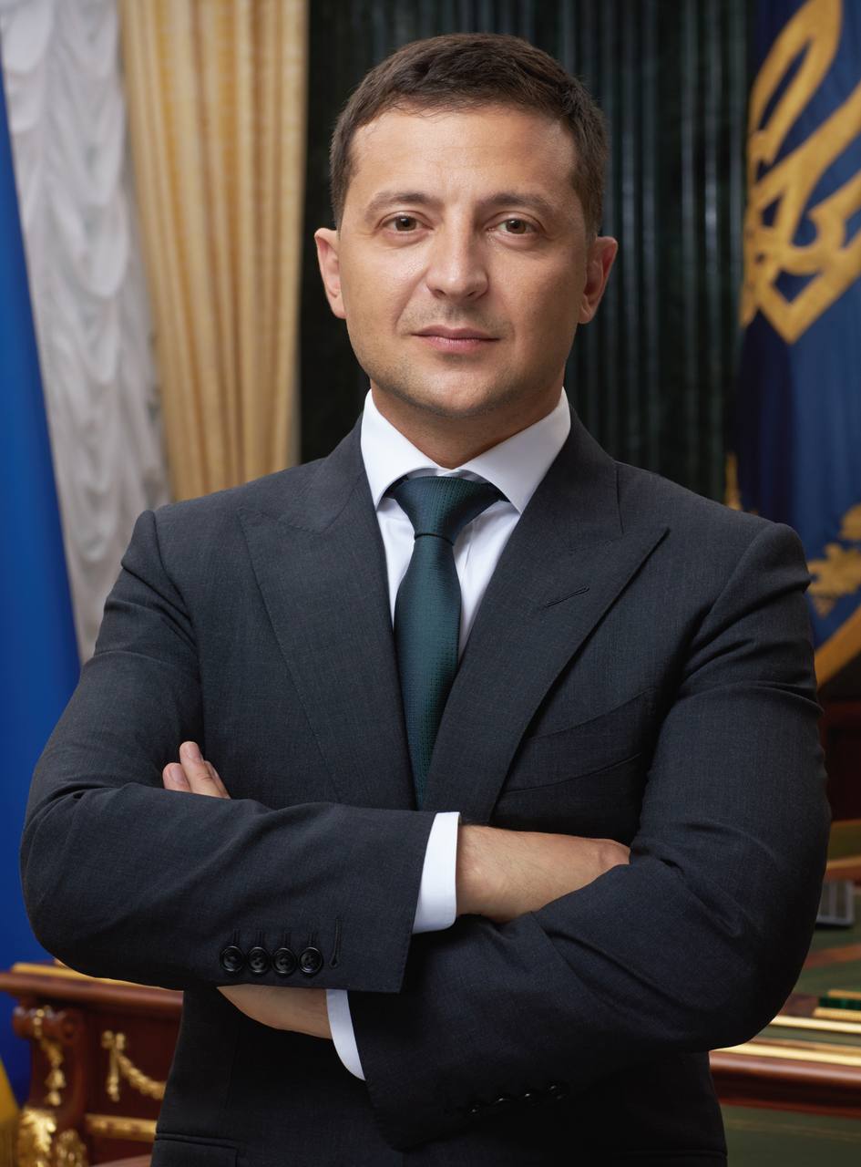 Ukrainian President Volodymyr Zelenskyy in his official portrait.