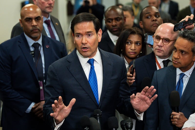 Secretary of State Marco Rubio speaking to reporters — Trump Russia sanctions 60 days