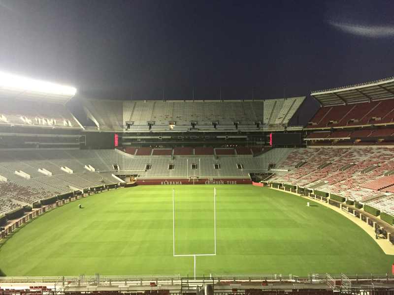 Bryant-Denny Stadium in Tuscaloosa, Alabama, home of Saturday's Alabama-Georgia game threatened by Hurricane Isaias