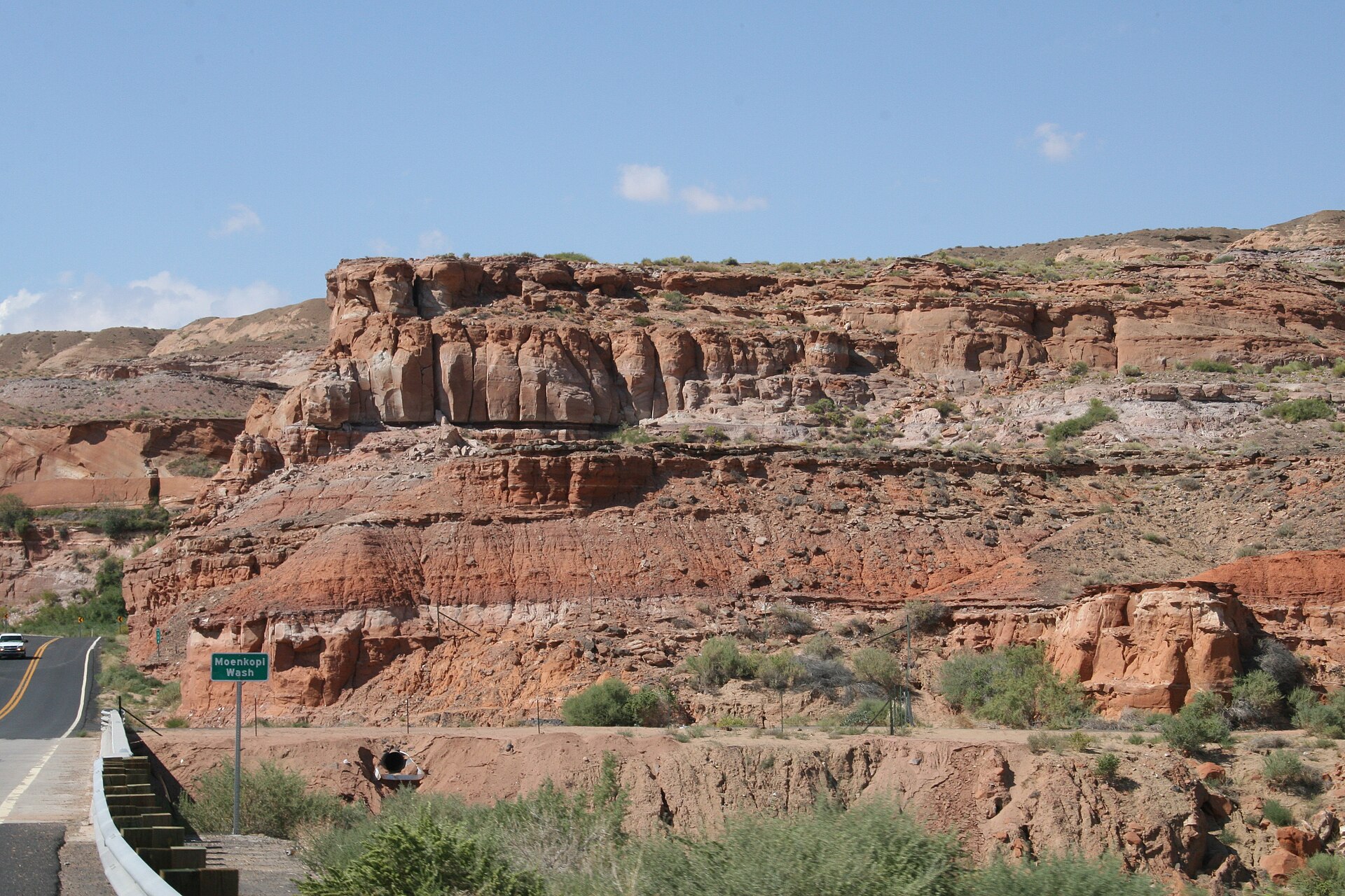 Moenkopi Wash flooding record — file photo of the Moenkopi Wash bridge on Arizona State Route 264 south-east of Moenkopi, where the wash rose to a record 33.54 feet on Wednesday night
