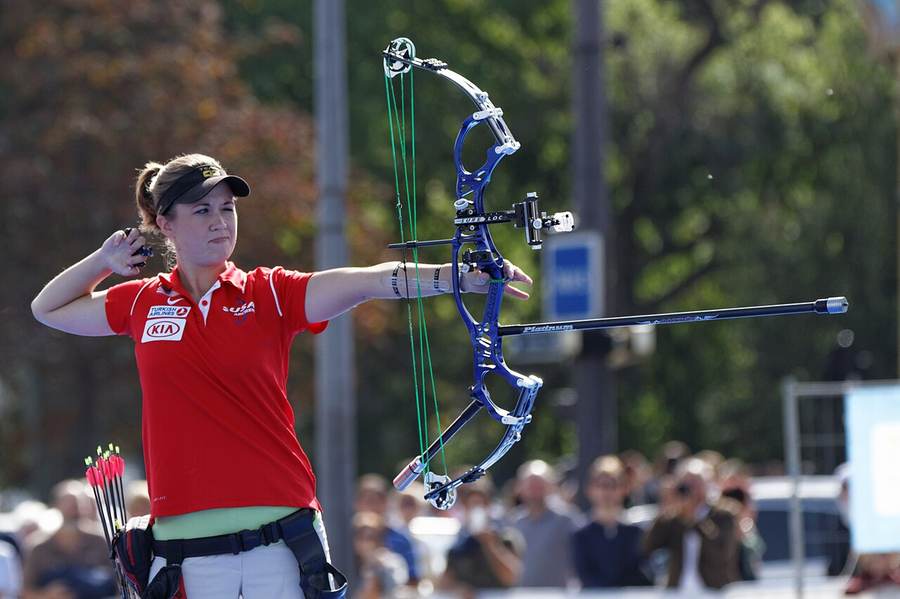India archery gold Asian Games 2026: a women's compound archer at full draw during the 2013 FITA Archery World Cup semifinals