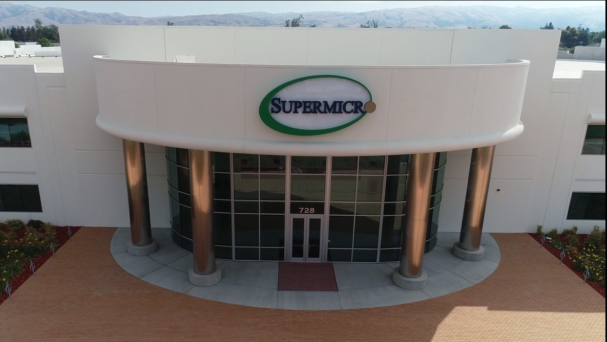 Supermicro stock guidance hike — the Supermicro campus entrance in San Jose, California