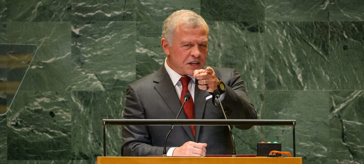 King Abdullah UNGA speech Gaza coverage showing the Jordanian monarch at an earlier United Nations General Assembly session