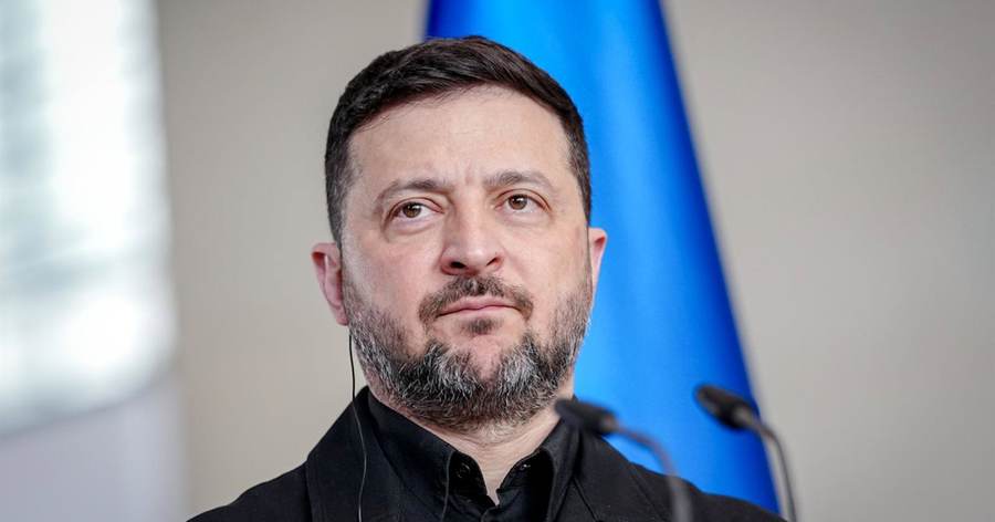 President Volodymyr Zelenskyy speaking during a 2026 appearance, illustrating his announcement on Ukraine refinery strikes