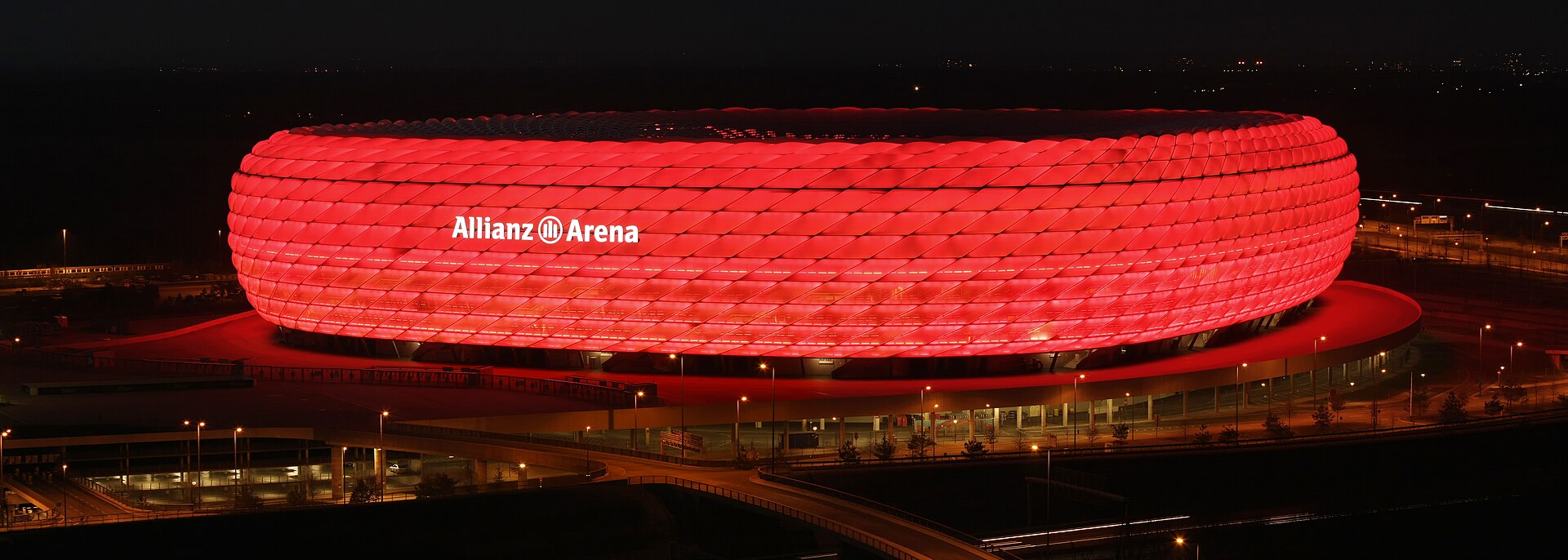 Bayern Munich Arsenal 2-2 draw — the Allianz Arena in Munich at night, where Declan Rice scored an 82nd-minute equaliser on October 21