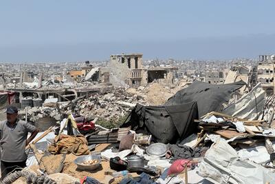Gaza mass funeral Yarmouk Square Sheikh Radwan destruction awaiting clearance