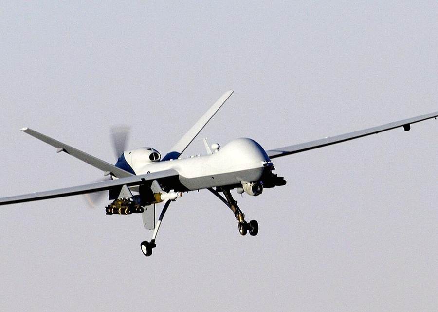 Military drone in flight &mdash; Sudan drone warfare 2026, as RSF and army drones strike across Sudan