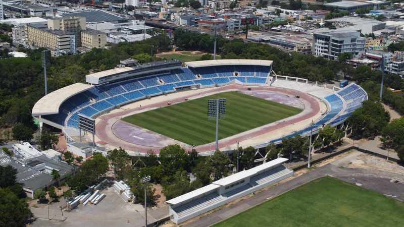 Aerial view of the Estadio Olímpico Félix Sánchez in Santo Domingo, the 24,863-capacity venue where crowd trouble during the Haiti–Dominican Republic Nations League match triggered the stadium ban.