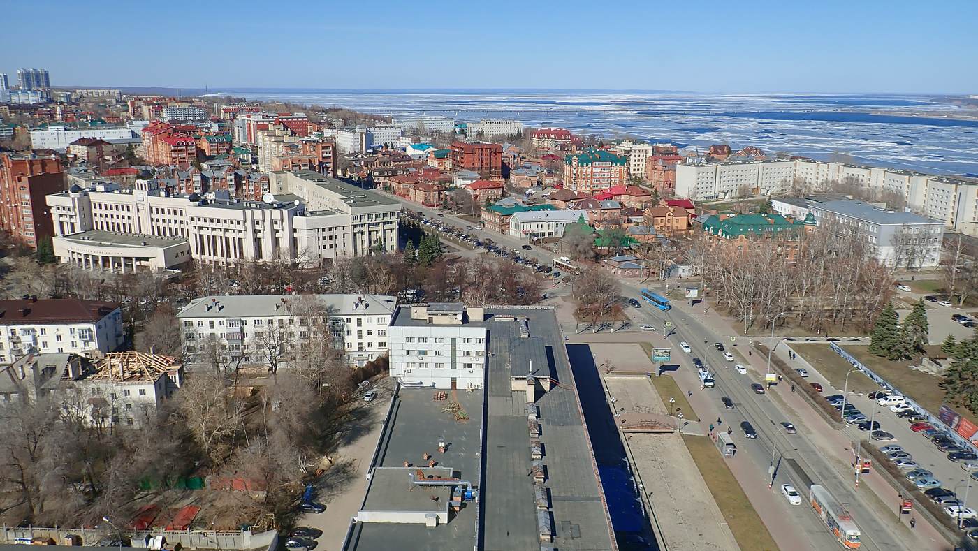Aerial view of Ulyanovsk, Russia, where the Iskra electronics plant was struck by a drone