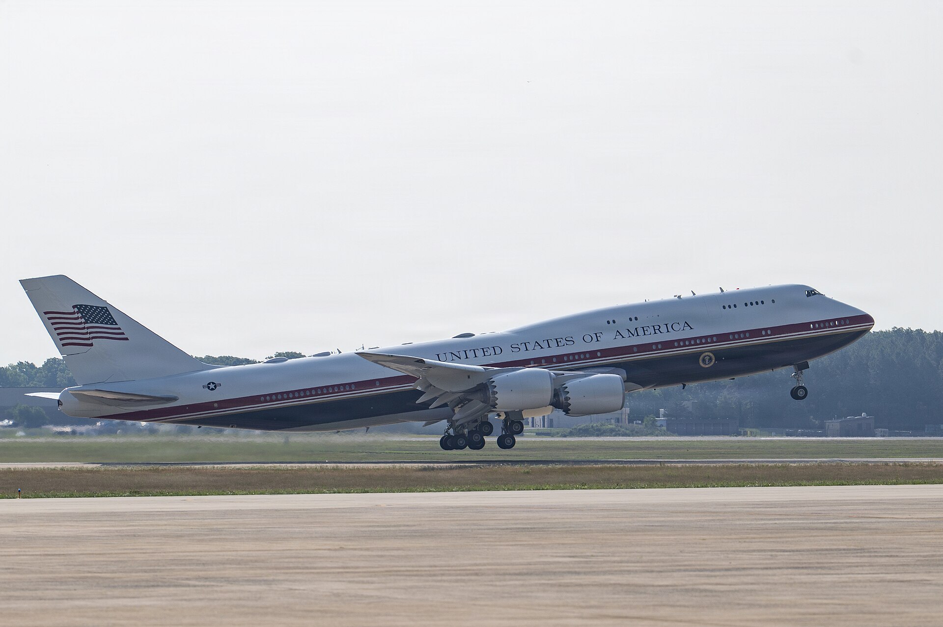 Air Force One departing Joint Base Andrews, the base from which Trump announced the voter fraud tips reward before flying to a Mississippi campaign rally