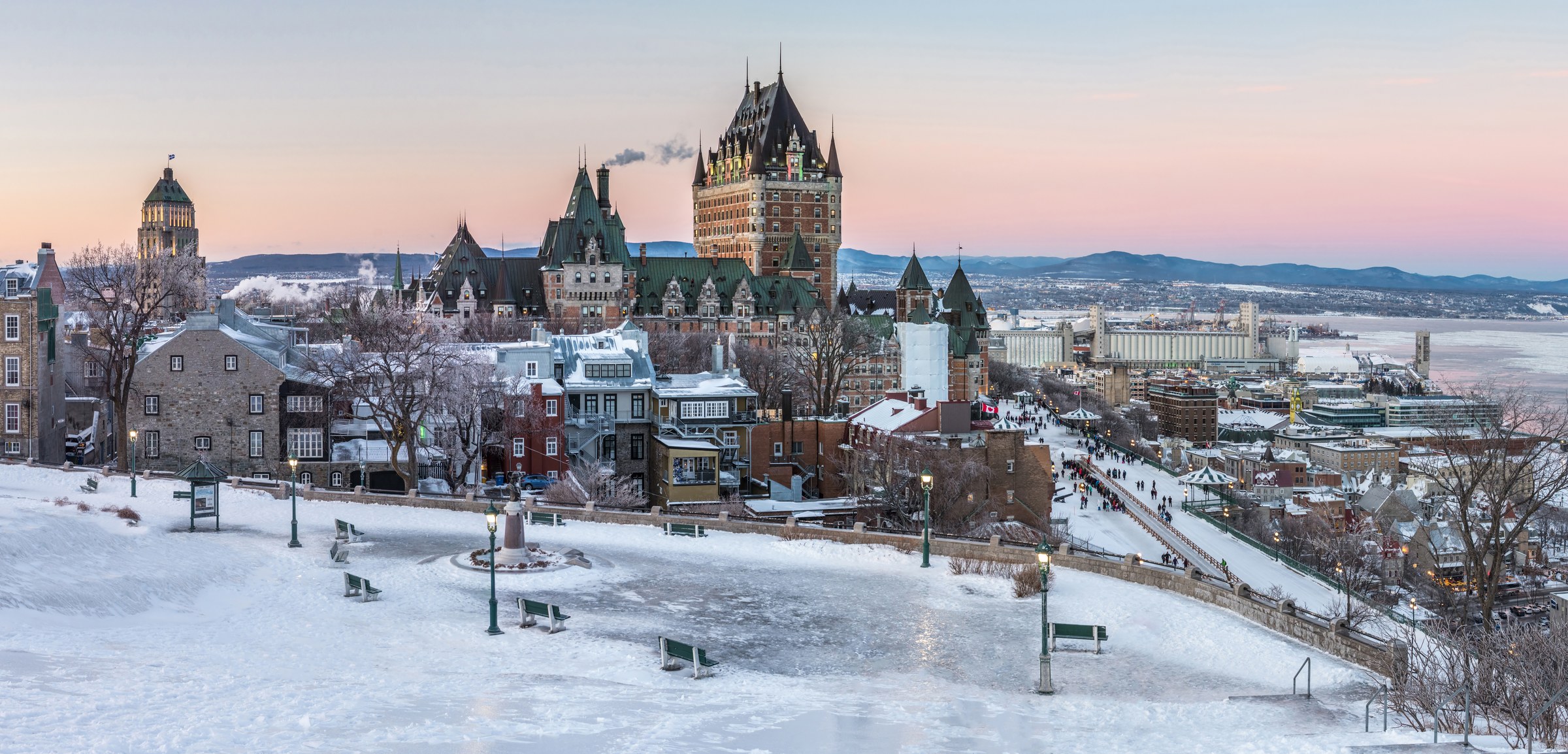 Château Frontenac and Quebec City after freezing rain as Quebec separatism returns to national debate