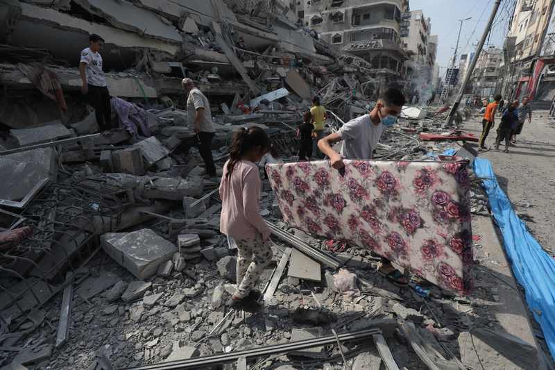 Residential buildings damaged in Gaza City during the Israel-Hamas war