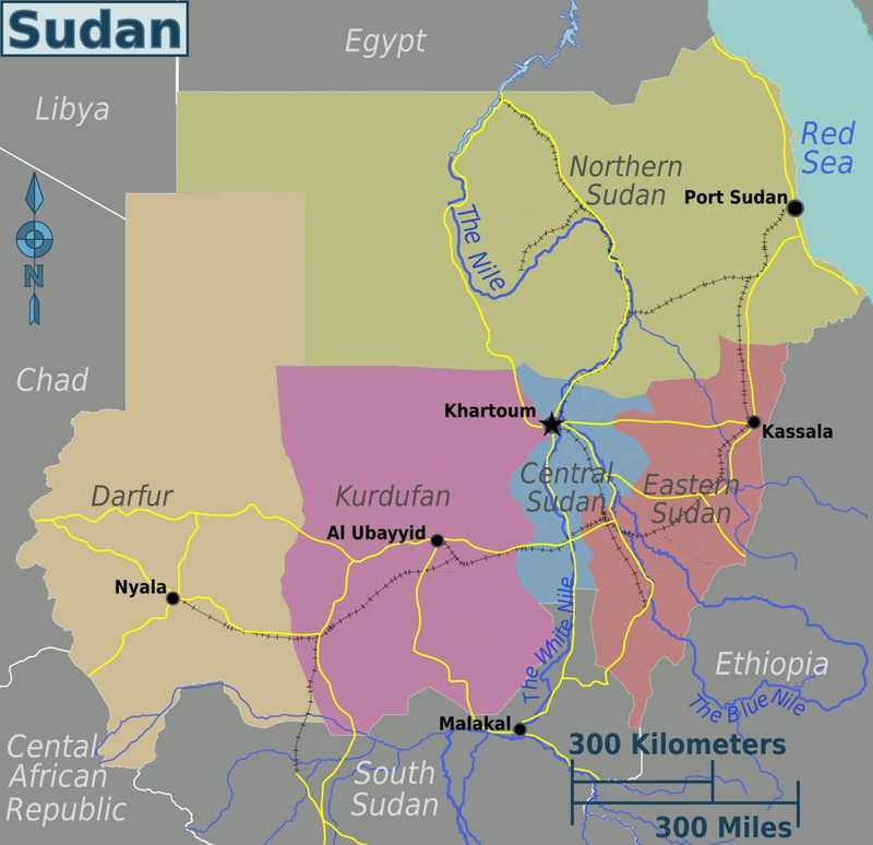 Map of Sudan showing the Kordofan region, the contested corridor between army-held north and RSF-held west