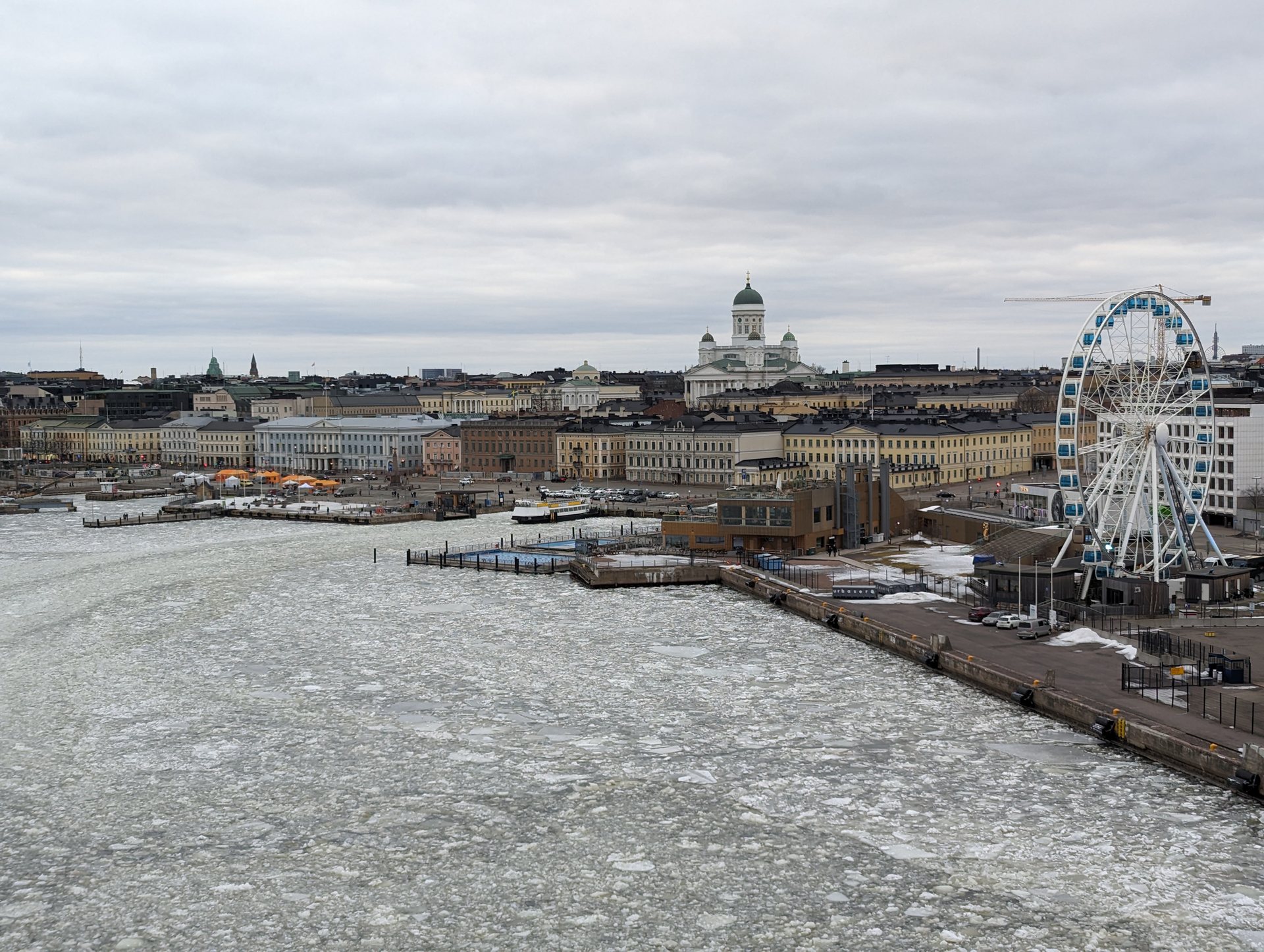 Helsinki's South Harbour and cathedral across the ice in March 2024 — Stubb and Støre spoke to Putin from Helsinki in the Finland Norway Putin phone call