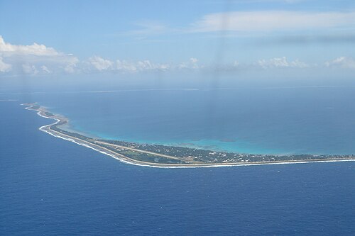 Aerial view of Funafuti Atoll in Tuvalu, a low-lying island state protected by the UN sea level rise declaration