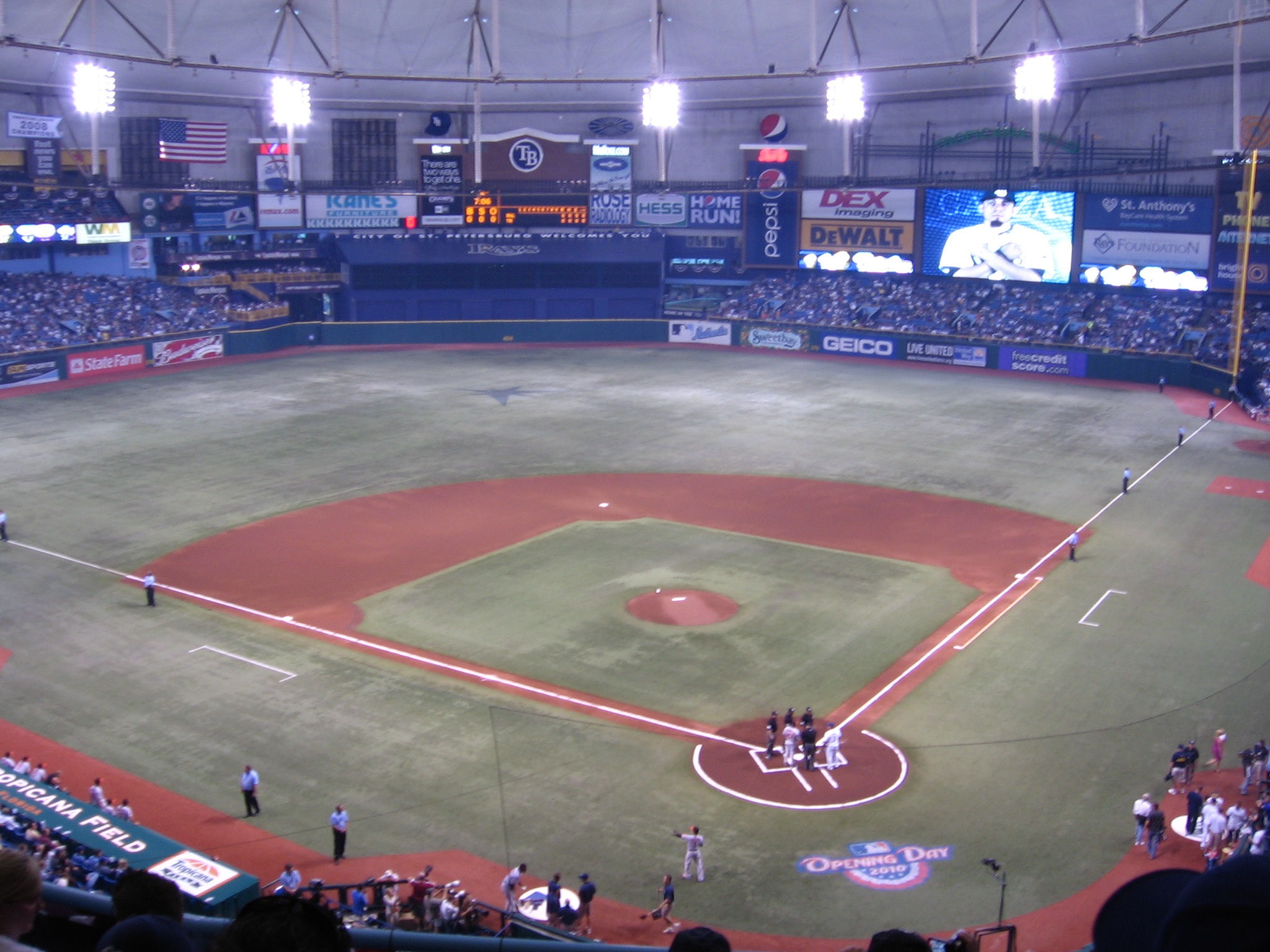 Tropicana Field in St. Petersburg, Florida — the Rays host Game 6 of the ALCS there on Monday night, one win from the World Series, file photo