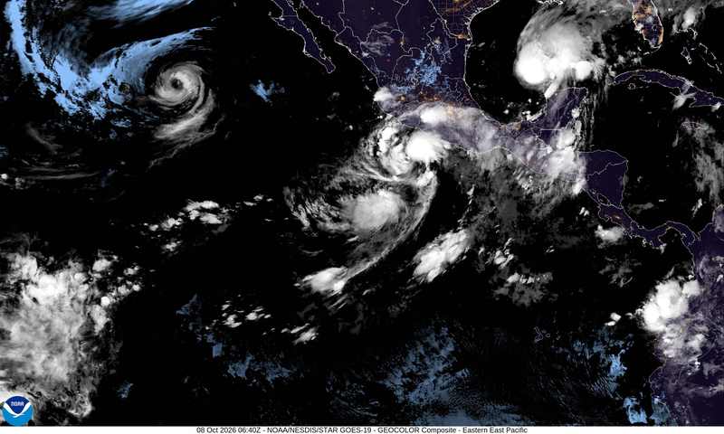 NOAA satellite view of Hurricane Rachel over the eastern Pacific west of Baja California and Southern California