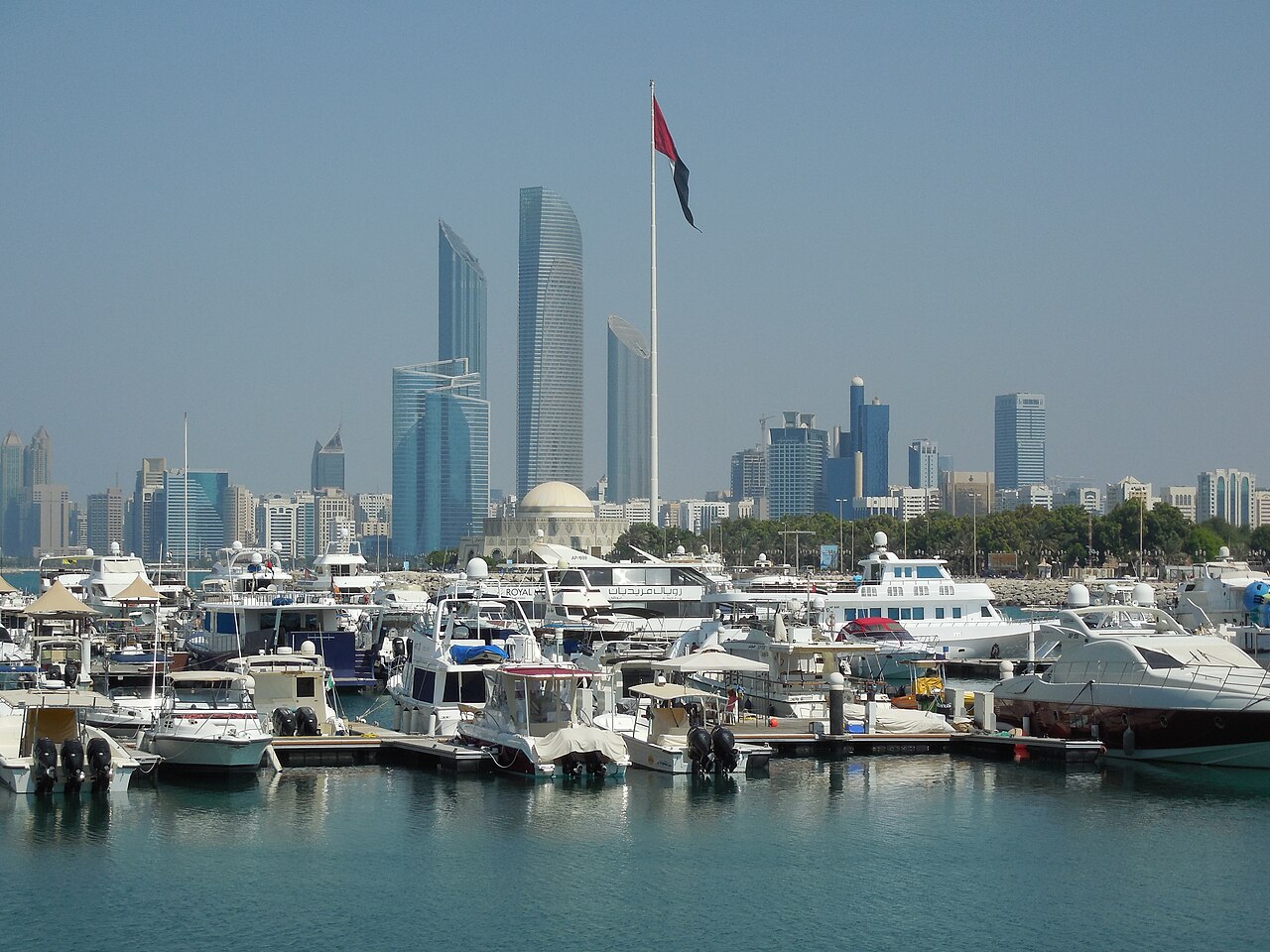 Abu Dhabi Corniche skyline viewed from Marina Mall, the city proposed as a venue for Ukraine, Russia and United States talks
