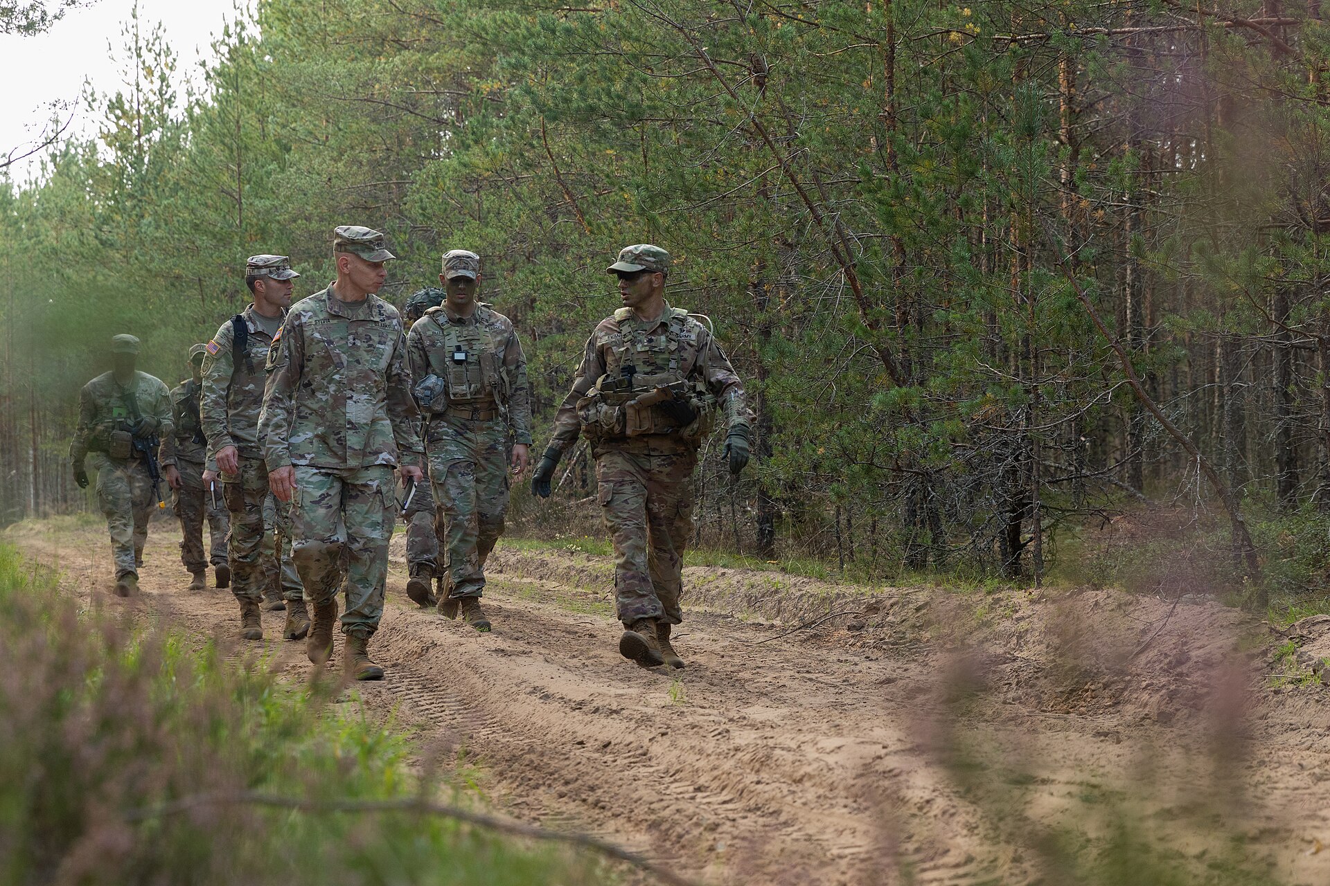Maj. Gen. Brett Sylvia, then commanding general of the 101st Airborne Division (Air Assault), visiting the division's soldiers deployed in Latvia