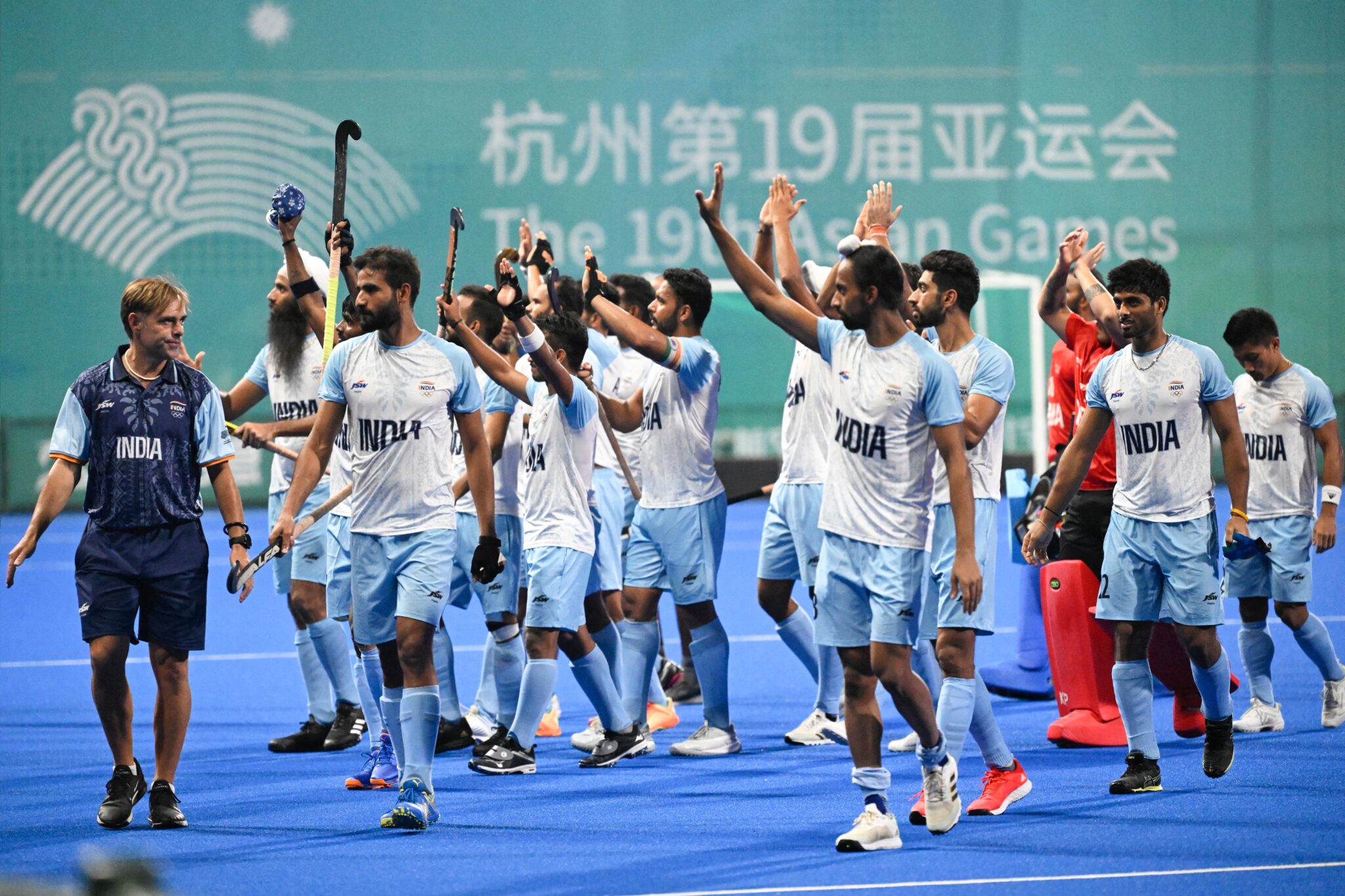 India men's hockey team after winning Asian Games hockey gold