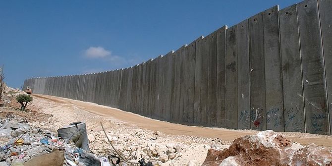 A section of the Israeli separation barrier in the West Bank.