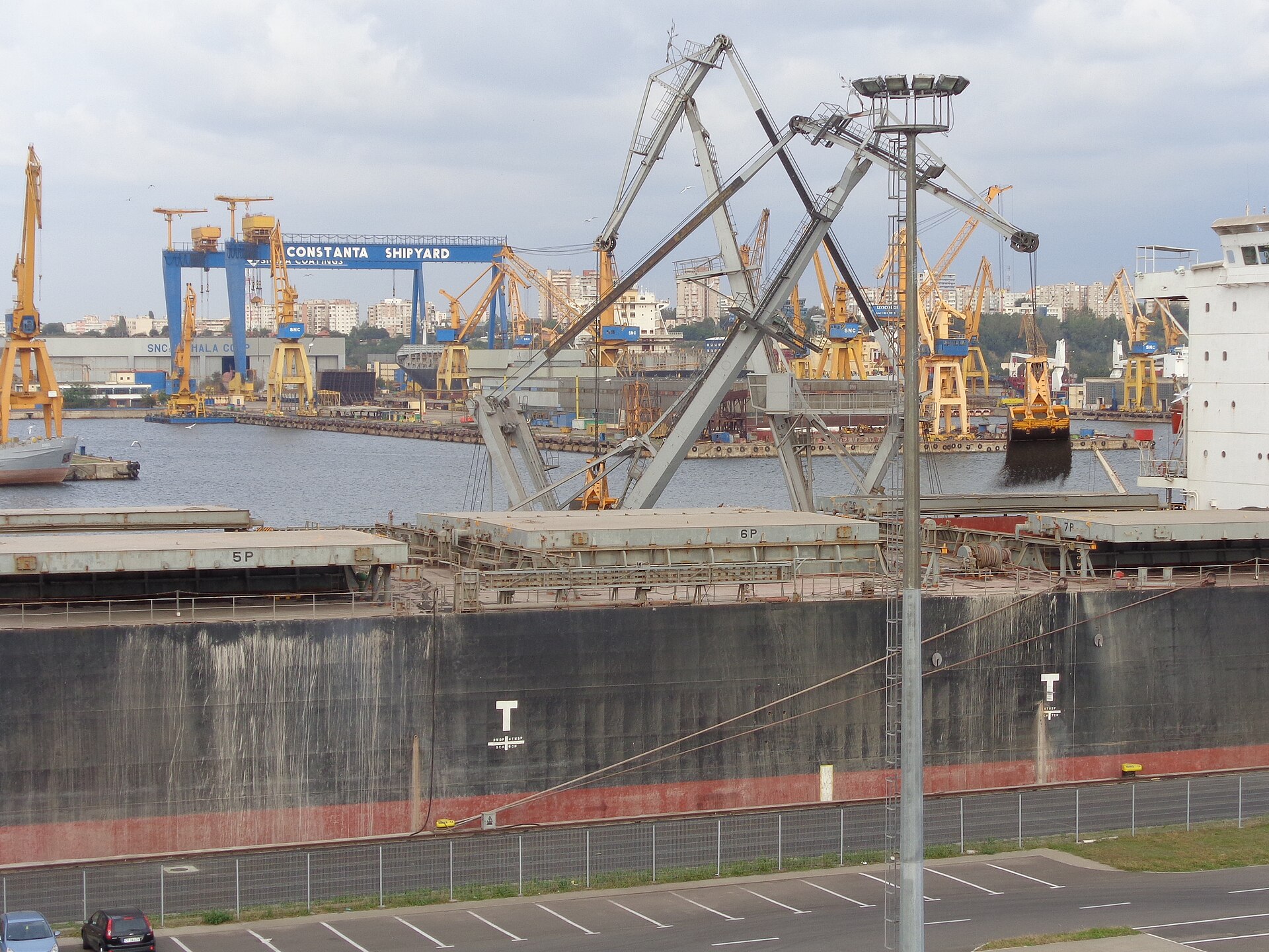 Black Sea cargo ship drone attack — a coal freighter at Constanta, Romania, the port 13 nautical miles from where the Khoryv sank on Friday