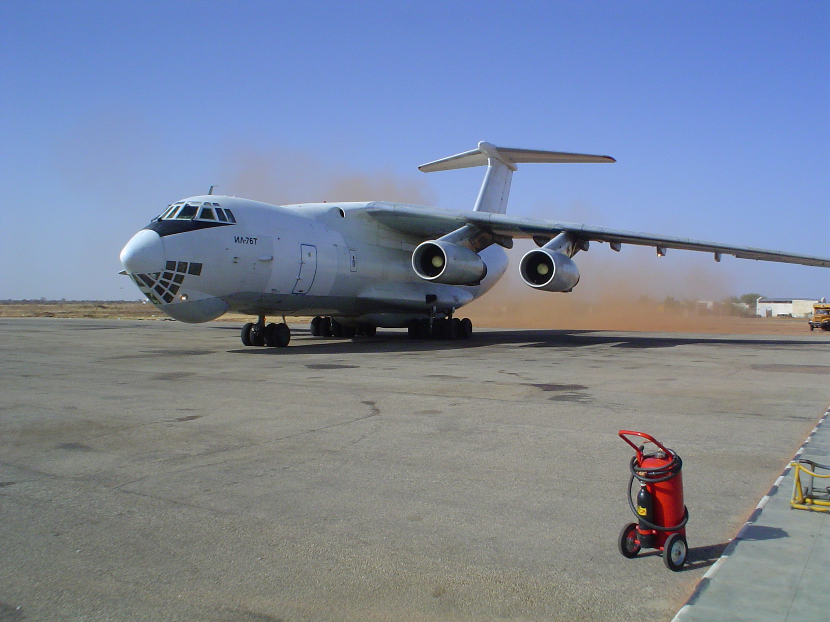 A USAID-chartered Ilyushin-76 cargo plane on the airstrip at Nyala, South Darfur, in a file photo