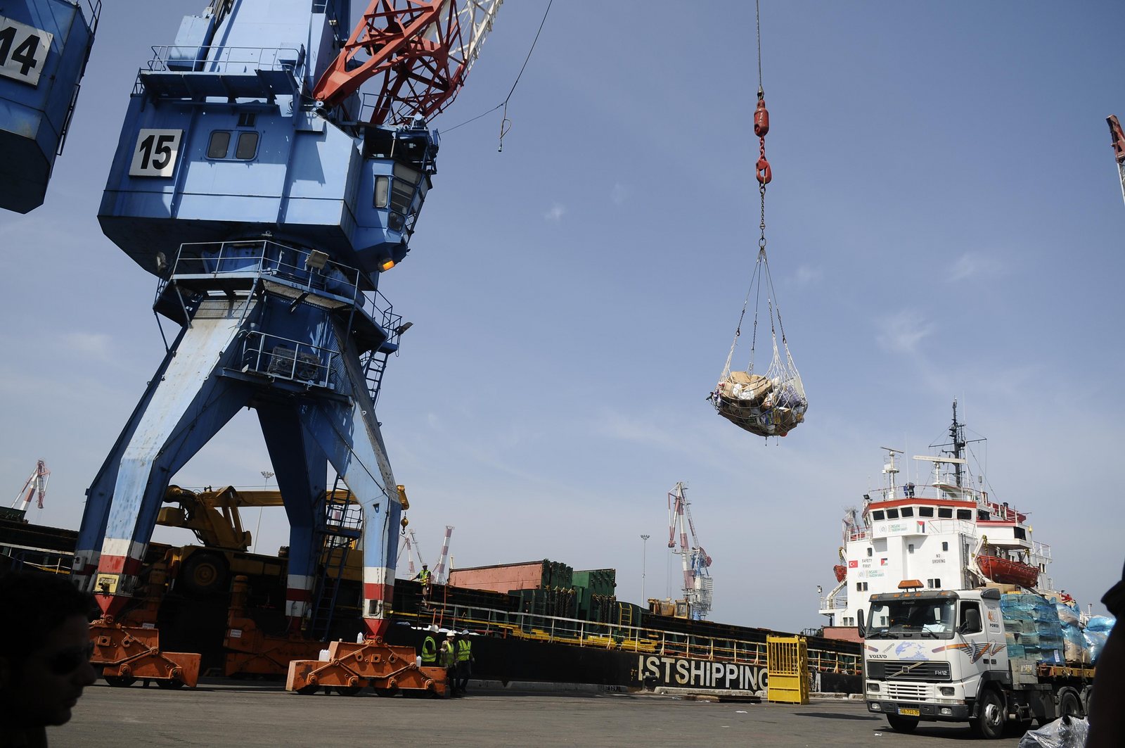 Humanitarian aid unloaded at the Ashdod Port, a supply route into Gaza