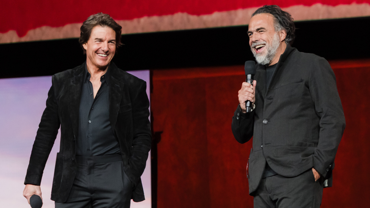 Tom Cruise and director Alejandro González Iñárritu presenting Digger at CinemaCon 2026