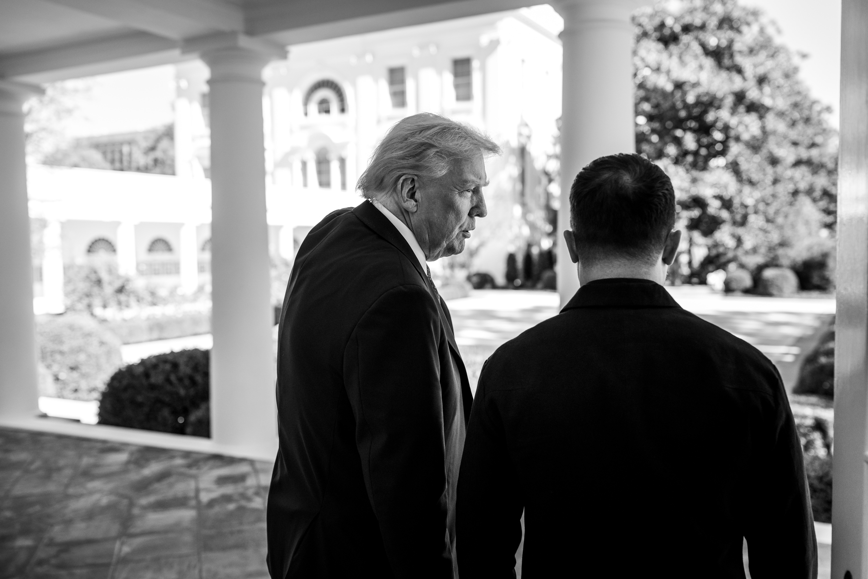 Donald Trump showing Volodymyr Zelenskyy the renovated White House Rose Garden in October 2025, the US-Ukraine relationship Medvedev's post targets