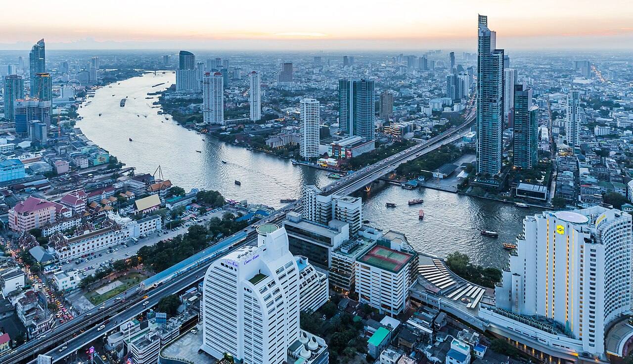 The Chao Phraya River flowing through Bangkok in a file photo — the river and canal network is central to the city's flood drainage